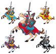 Knight and horse. Cartoon vector isolated characters