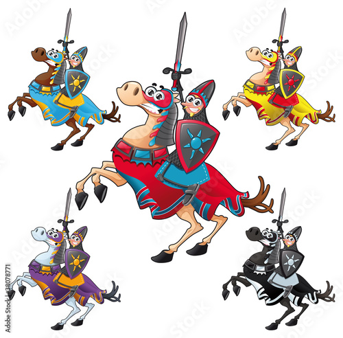 Vector: Knight and horse. Cartoon vector isolated characters Knight and horse. Cartoon vector isolated characters
