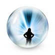 Silhouette of woman in sphere