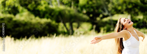 Photo: carefree woman panoramic carefree woman panoramic