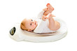 Photo: Weighting infant girl isolated on white Weighting infant girl isolated on white