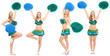 Cheerleader with pom-poms