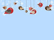 Singing birds with beatiful falling snowflakes