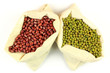 Organic Azuki and Mung Beans in Fabric bags. Organic Azuki and Mung Beans in Fabric bags.