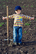 Little children with big shovel