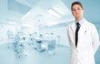 Serious male doctor in operating room