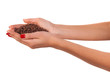 Woman hands and beans.
