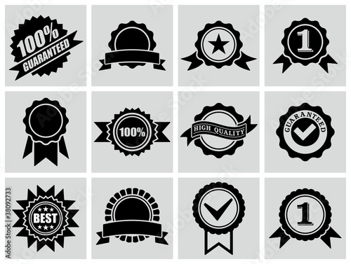Vector: Vector black badges, certificates and seal icons. Vector black badges, certificates and seal icons.