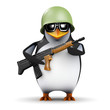 3d Penguin Soldier marching forward