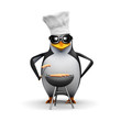 3d Penguin is having a barbecue