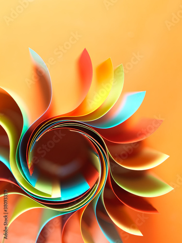 Photo: colored paper structure shaped as the sun colored paper structure shaped as the sun