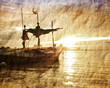 Old paper Fishing boat Old paper Fishing boat