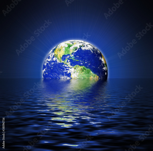 Illustration: erdkugel im wasser erdkugel im wasser