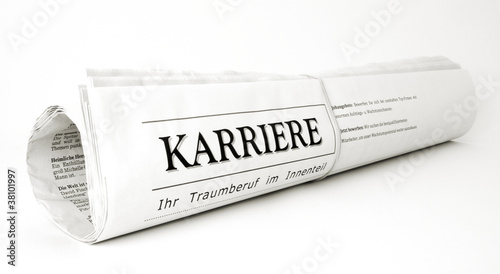 Foto: Karriere Zeitungsrolle auf weiß isoliert Karriere Zeitungsrolle auf weiß isoliert