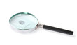 Magnifying glass and fingerprint isolated on white