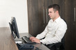 Male worker at a helpdesk