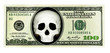Photo: Dangerous, criminal money. Scull on US Dollar Dangerous, criminal money. Scull on US Dollar