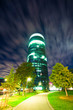Modern highrise office in Frankfurt at night