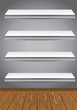 Vektor: four empty shelves on a wall - vector illustration four empty shelves on a wall - vector illustration