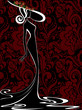 Woman in red flowers