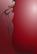 Woman on red background