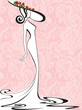 Woman silhouette on floral background