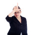 Business woman gesturing loser sign