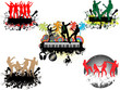 Concert under the palm-grunge background Concert under the palm-grunge background