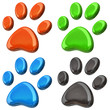 Paw prints set isolated on white background.