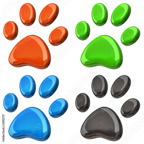 Illustration: Paw prints set isolated on white background. Paw prints set isolated on white background.