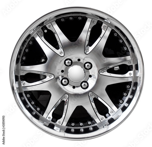 Photo: steel alloy car disks over the white background steel alloy car disks over the white background