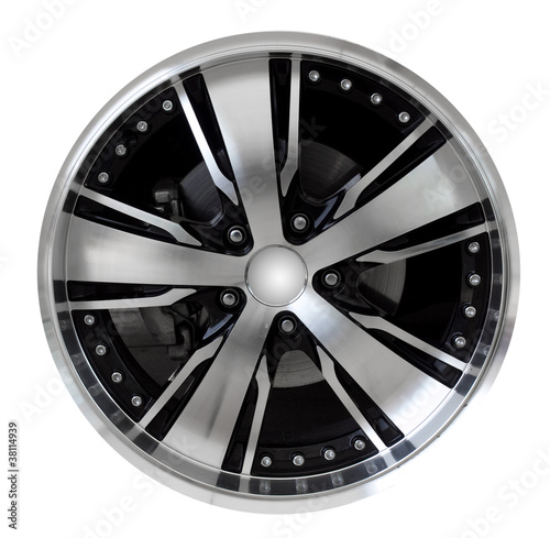 Photo: steel alloy car disks over the white background steel alloy car disks over the white background