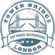 Stamp with London, Tower Bridge inside, vector