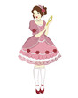 girl in vintage dress holding a mirror