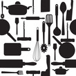 Vector seamless pattern of kitchen tools.