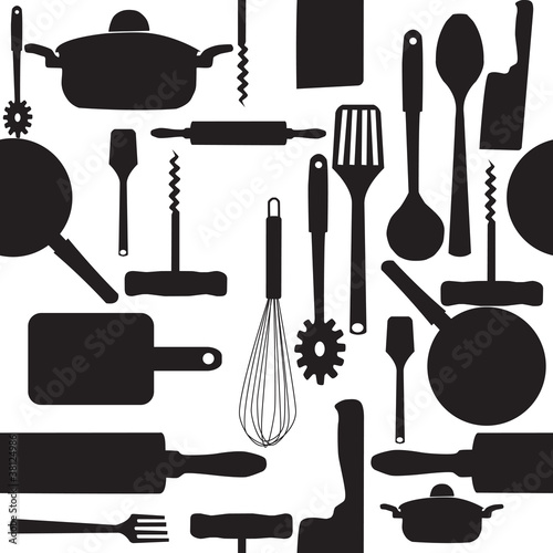 Vector: Vector seamless pattern of kitchen tools. Vector seamless pattern of kitchen tools.