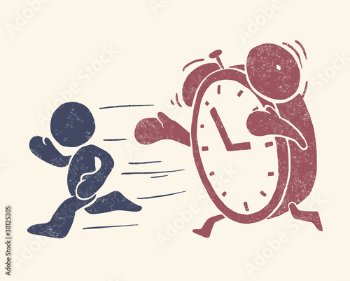 Vector: Vintage conceptual illustration of „time is running out“ Vintage conceptual illustration of „time is running out“