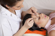 im beauty salon - Kunstwimpern werden angebracht