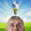 Photo: Business man thinking to green concept, Eco, Saving earth Business man thinking to green concept, Eco, Saving earth