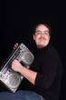 Mann mit Kassettenrecorder