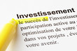 Investissement, succès, texte surligné