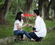 Couple with cutout heart Couple with cutout heart