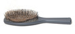 Close-up of a hairbrush with lost hair in it