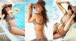 Collage of three adorable brunettes