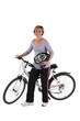 mature blonde woman with a bike