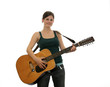 Cute teenager with big guitar Cute teenager with big guitar
