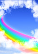 Frame from white clouds and rainbow
