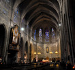 interior of catholic cathedral Santa Maria del Pi in barcelona,