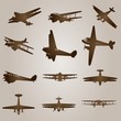 Vector vintage set of drawings with planes Vector vintage set of drawings with planes