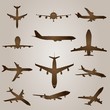 Vector vintage set of drawings with planes